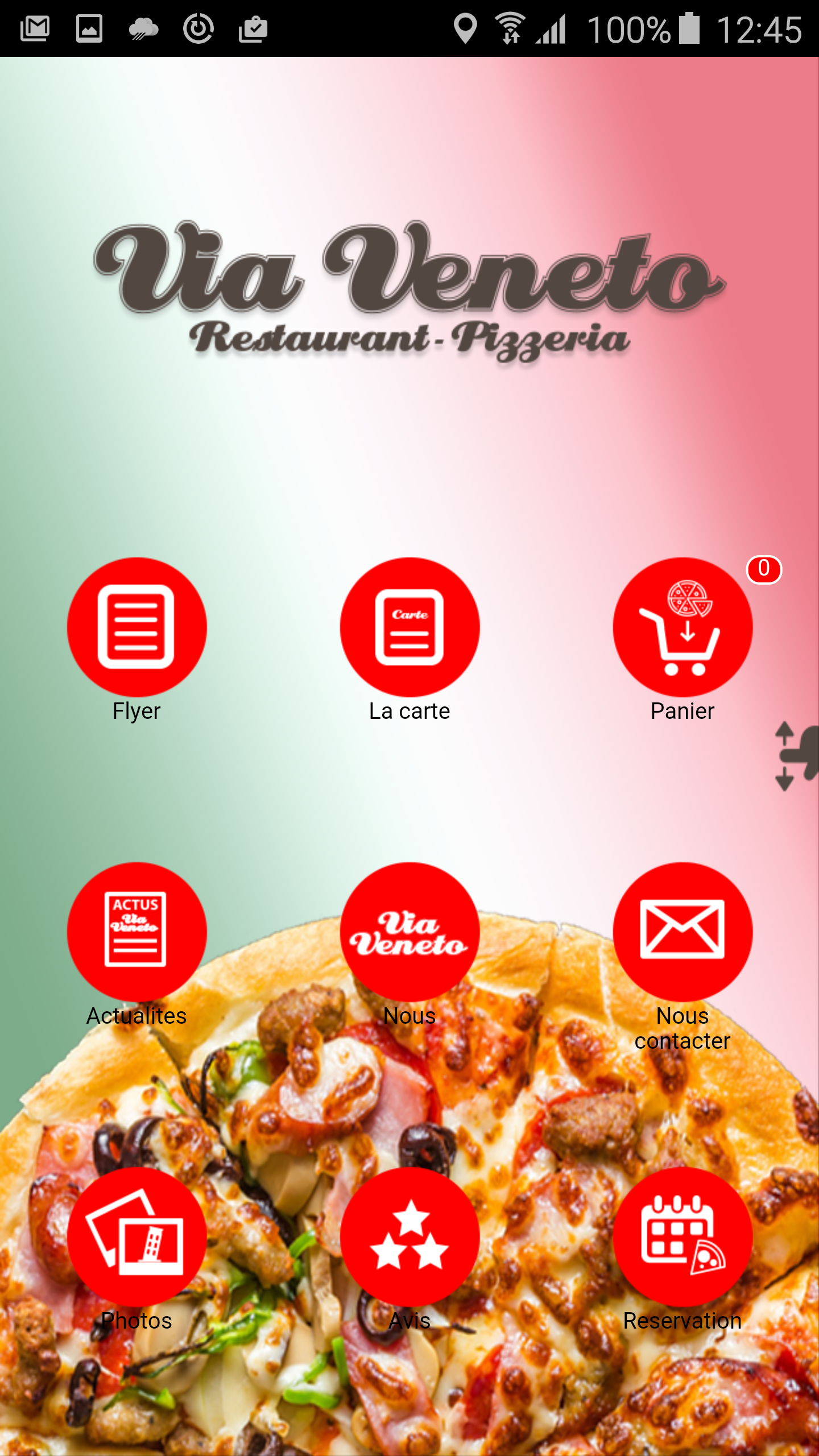 Android application Restaurant Pizzeria Via Veneto screenshort
