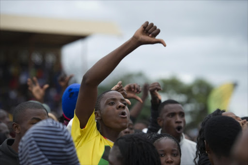 Malamulele residents during an ANC election rally at Malamulele Stadium on April 16, 2014 in Malamulele, South Africa. President Jacob Zuma was booed while addressing the community about their call for their own municipality, separate from Thulamela municipality.