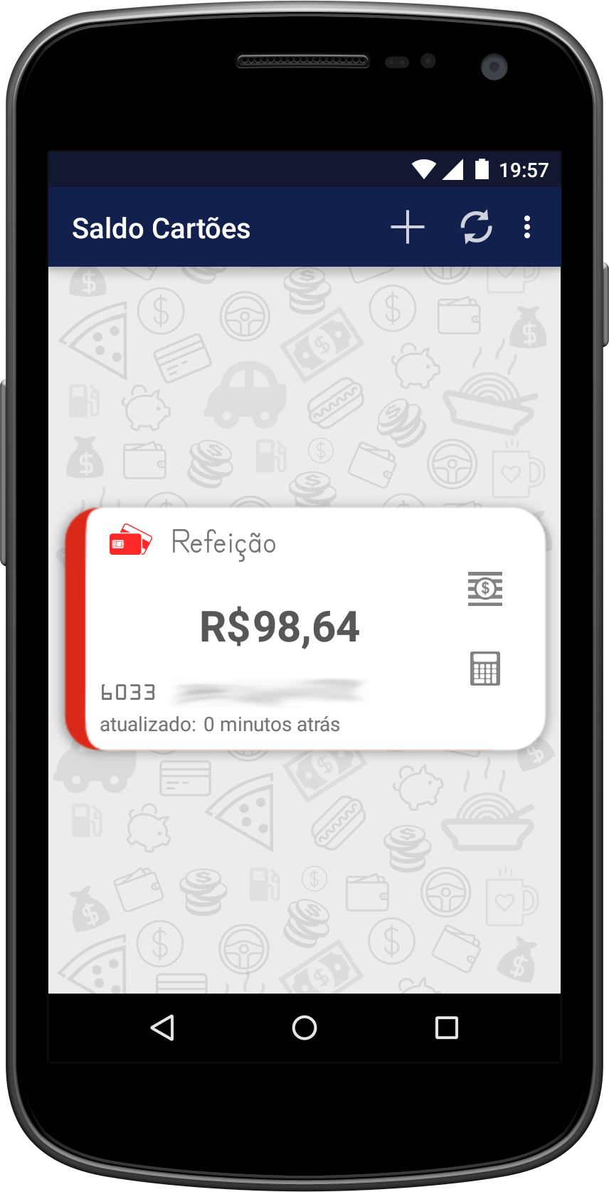 Android application Saldo Cartões screenshort
