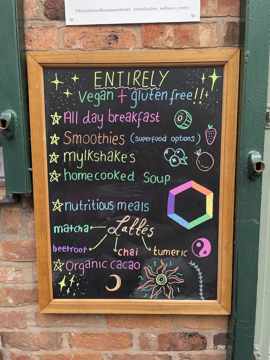 Active Wellness Cafe gluten-free menu