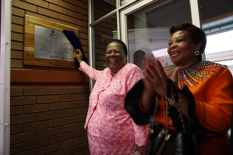 Minister of higher education and training Naledi Pandor with Ekurhuleni East TVET College Principal Happy Sibande at the official opening of the centre of specialisation for plumbers, electricians and boilermakers at the College on Tuesday.