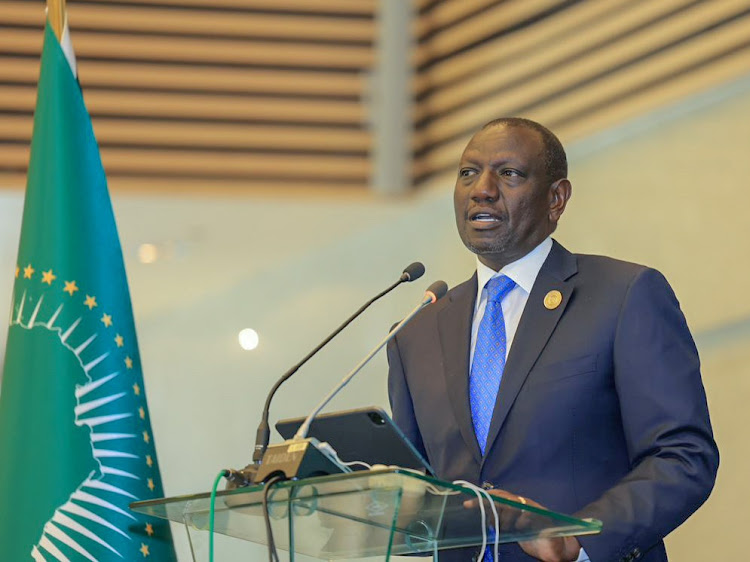 President William Ruto at the Assembly of the African Union heads of State and Government in Addis Ababa, Ethiopia on February 17, 2024.