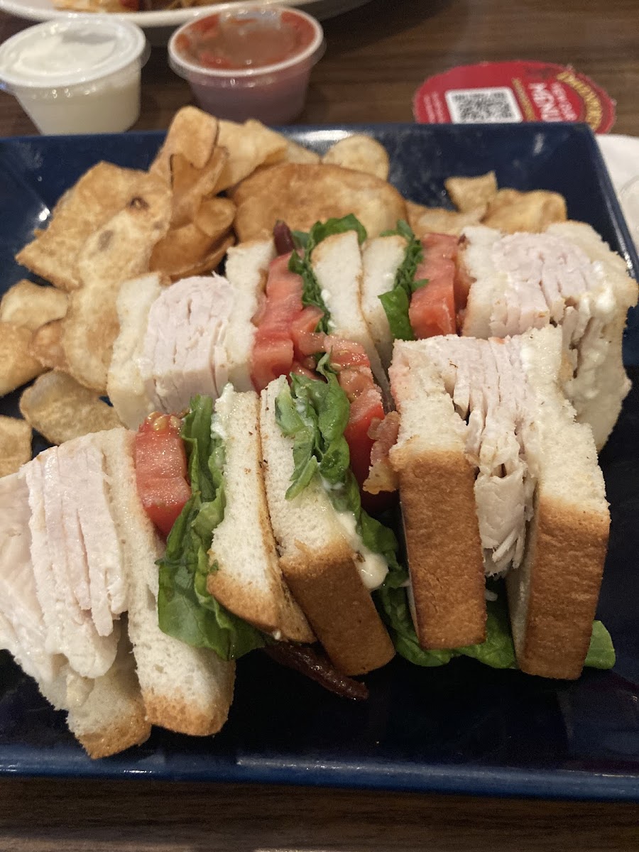 Turkey club with kettle chips
