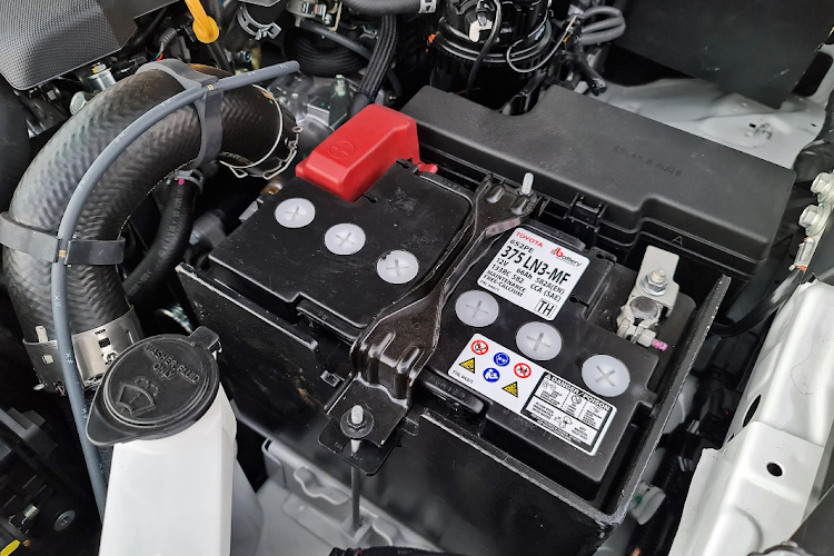 Critical under-bonnet components such as the battery, pictured, and ABS unit are also protected.