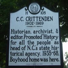 Historian, archivist, & editor. Promoted "History for all the people" as head of N.C.'s state historical agency, 1935-1968. Boyhood home was here.Plaque via North Carolina Highway Historical...
