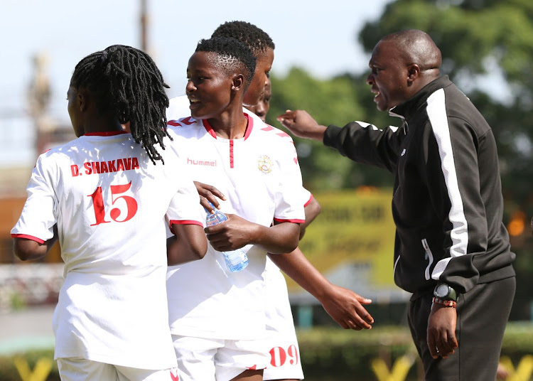 Ulinzi Starlets' coach Joseph Mwanza issues instructions to his players in a past league match.