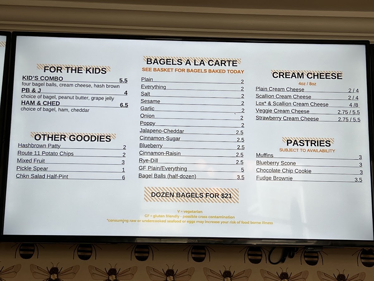 bkd Bagels gluten-free menu