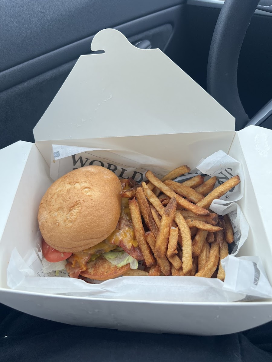 Gf burger with fries! (Dedicated fryer)