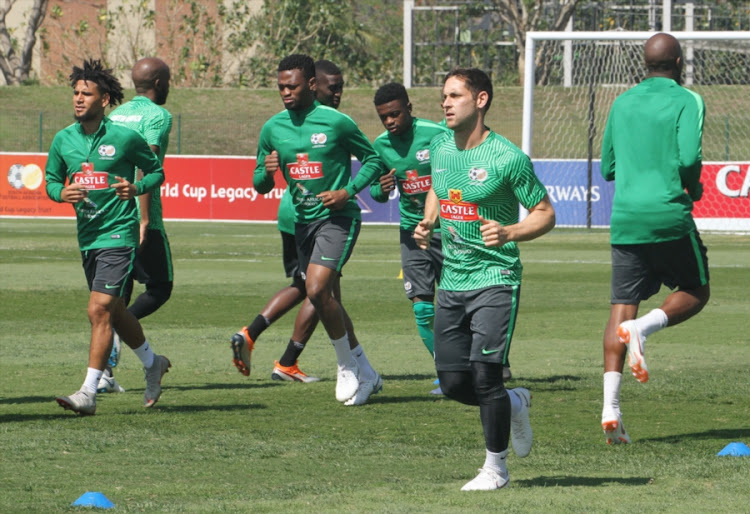 Bafana Bafana players put through their paces during a training session at Princess Magogo Stadium in KwaMashu, Durban, on September 04, 2018.