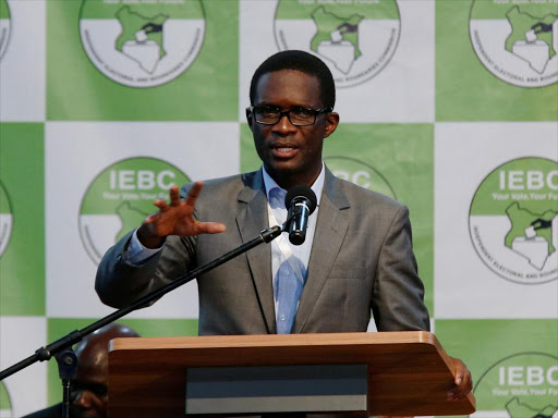 IEBC CEO Ezra Chiloba speaks during a news conference at the Bomas of Kenya, August 11, 2017. /REUTERS