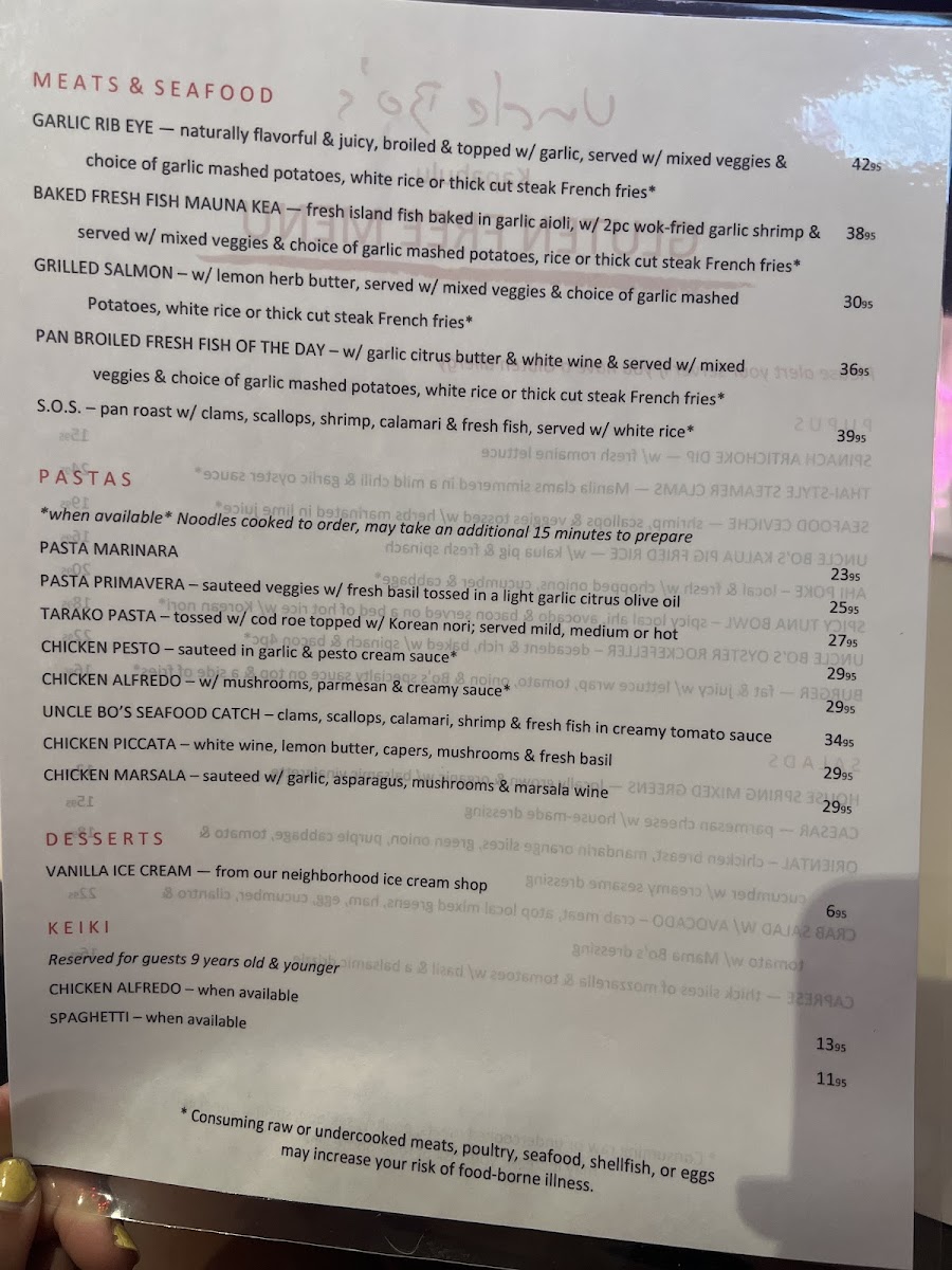 Uncle Bo's Pupu Bar & Grill gluten-free menu