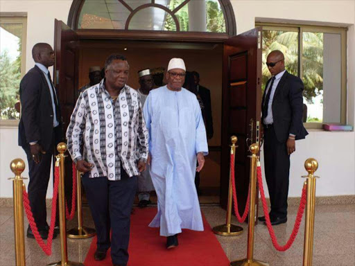 COTU Secretary General Francis Atwoli after a meeting with Mali President Ibrahim Abubakar at the State House, Bamako on Tuesday, March 7, 2017. /COURTESY
