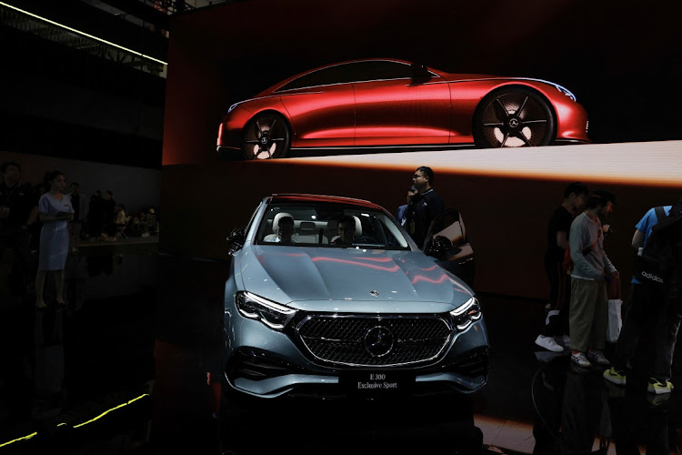 A Mercedes Benz E300 is displayed at Auto China 2024 exhibition in Beijing, China, April 25 2024. Picture: Reuters/Tingshu Wang