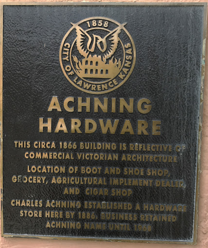 ACHNING HARDWARE THIS CIRCA 1866 BUILDING IS REFLECTIVE OF COMMERCIAL VICTORIAN ARCHITECTURE LOCATION OF BOOT AND SHOE SHOP, GROCERY, AGRICULTURAL IMPLEMENT DEALER, AND CIGAR SHOP CHARLES ACHNING...