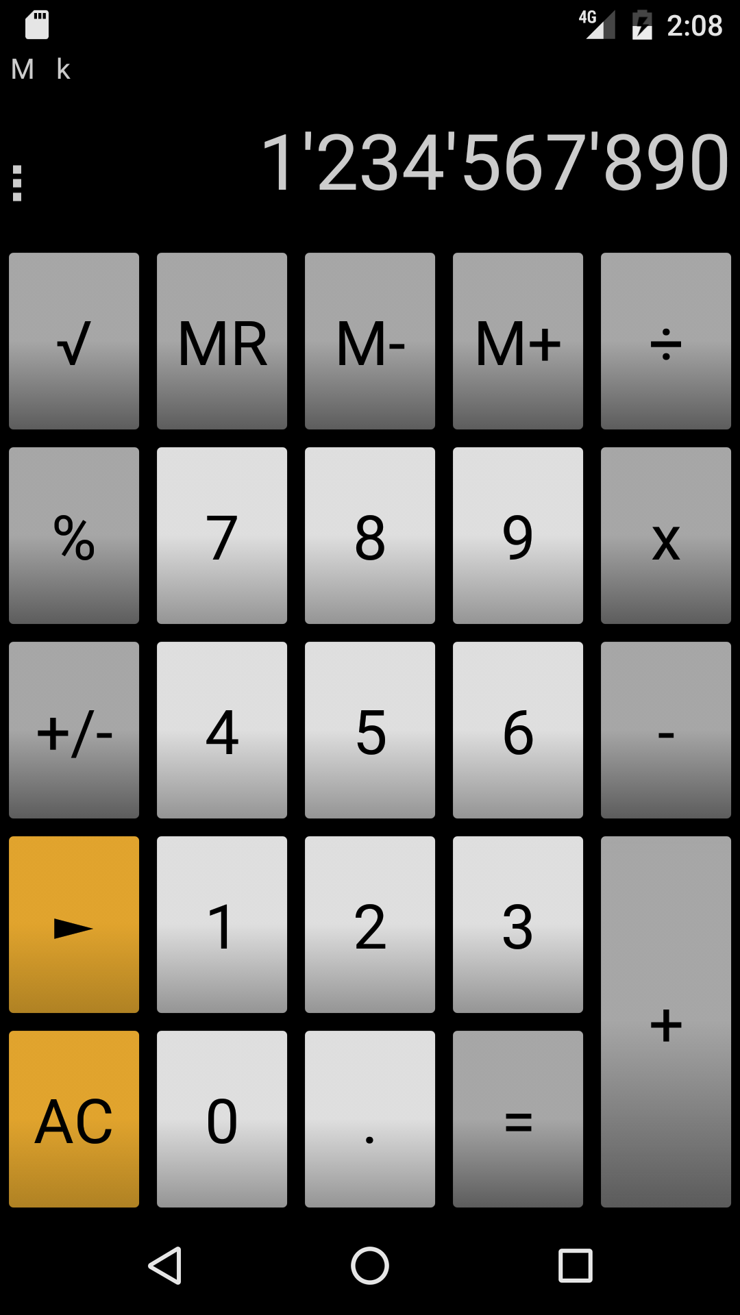 Android application Calculator andanCalc LT+ screenshort