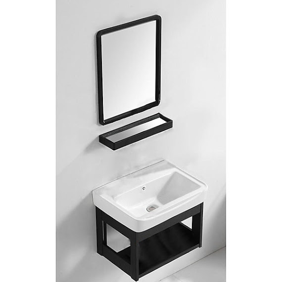 Bộ tủ chậu lavabo mini - COMBO 4 Món Tủ Chậu Lavabo + Gương + Kệ Gương Thông Minh Gọn Gàng Sang Trọng Cho Phòng Tắm