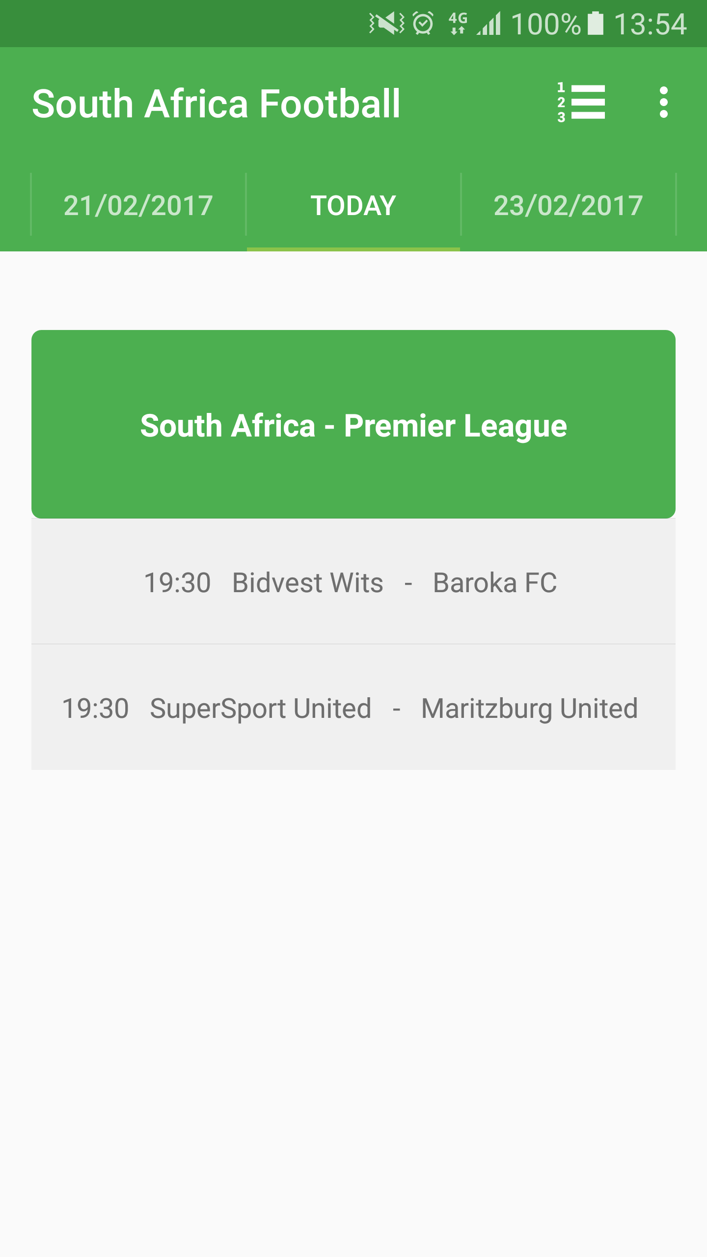Android application South Africa Football screenshort