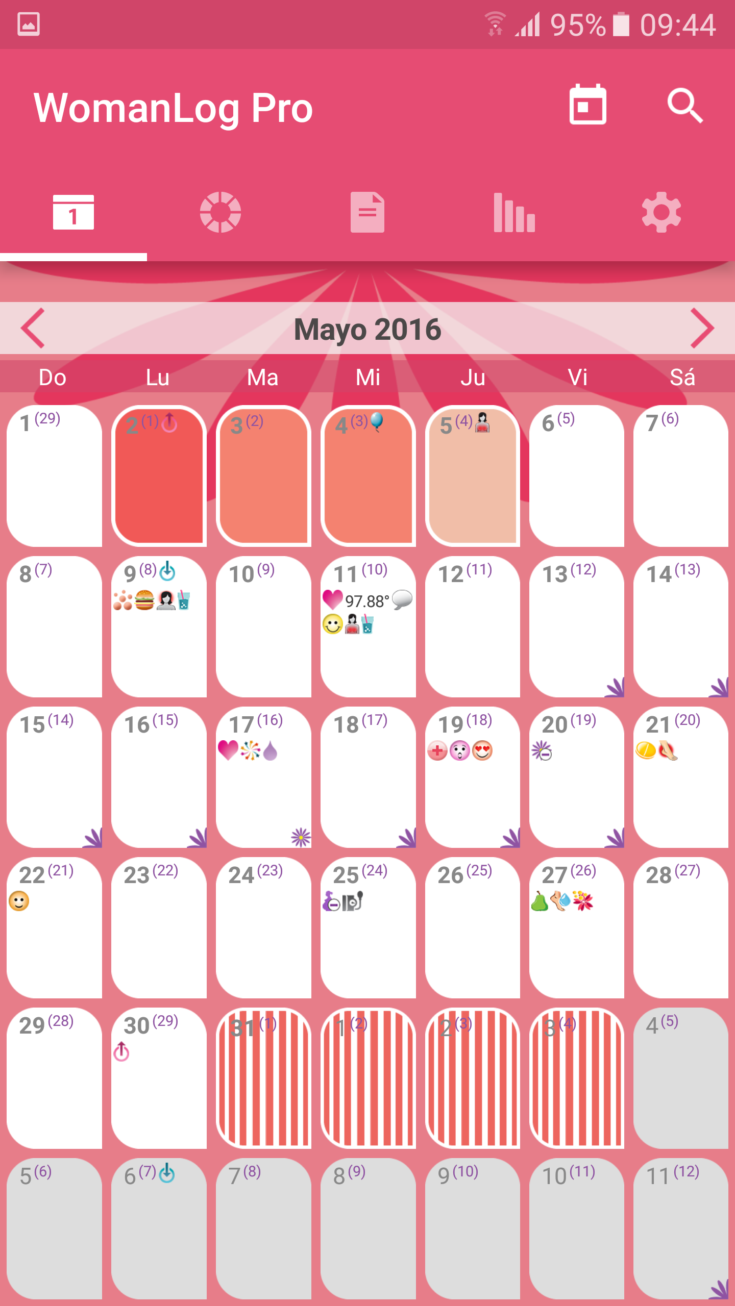 Android application WomanLog Pro Calendar screenshort