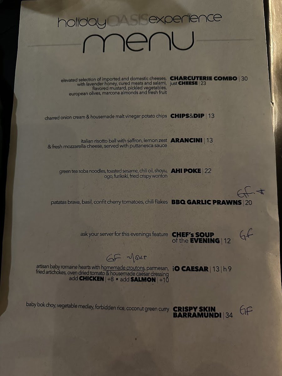 Marked up gf menu