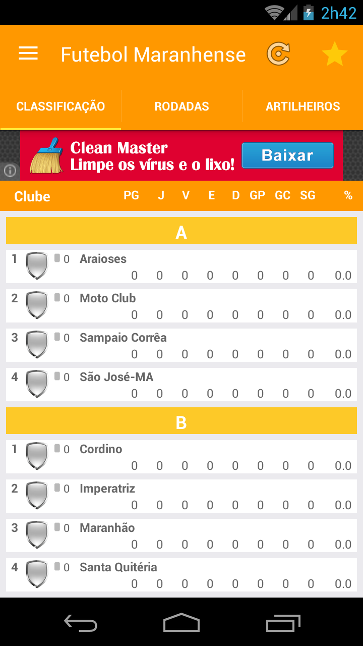 Android application Futebol Maranhense 2016 screenshort