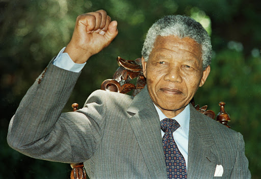 GW433, South Africa, 1990: Nelson Mandela, the day after his release from prison. He spent the first night at Archbishop Tutu's residence in Bishopscourt. ANC - African National Congress African leaders, icons, public figures, famous people,, political. Photograph: Graeme Williams/South Photographs