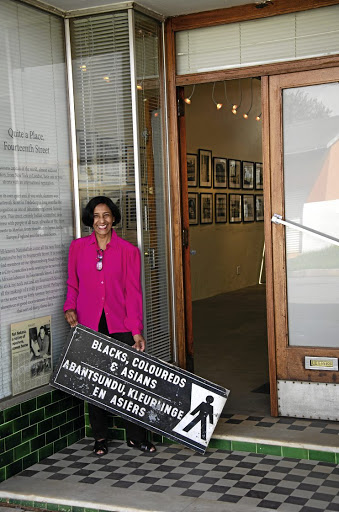 Salma Patel stands outside her home-turned-Fietas Museum.