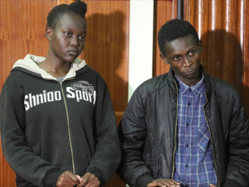 Victor Kamunya alias Doctor Victor and Risper Ogony at the Milimani law courts on November 8. /JOSEPH NDUNDA