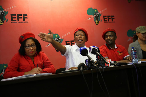 EFF leader Julius Malema addresses the media on the 3rd Plenum of the EFF at a media briefing at the EFF’s headquarters on 23 January 2016.