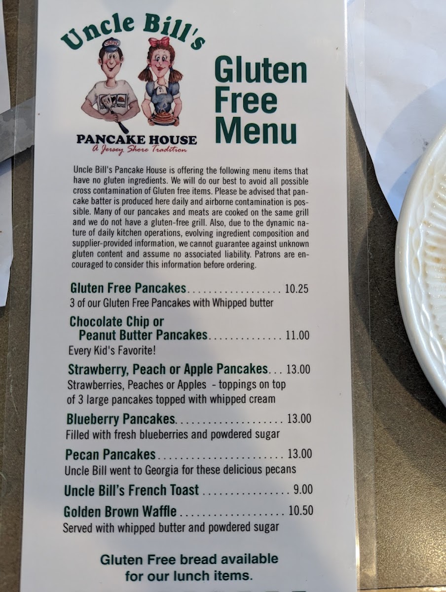 Gluten-Free at Uncle Bill's Pancake House