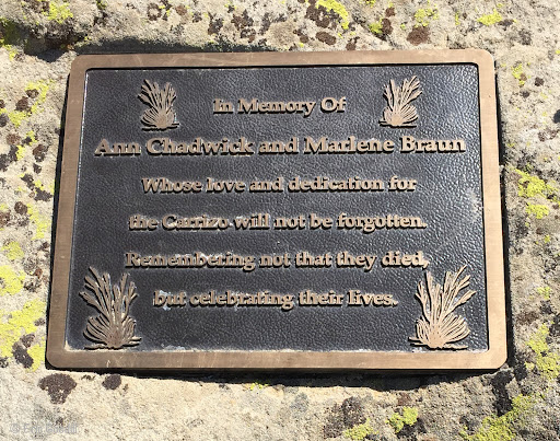 In memory of Ann Cadwick and Marlene Braun whose love and dedication for the Carrizo will not be forgotten. Remembering not that they died but celebrating their lives.