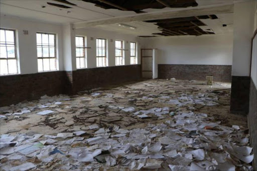 WASTING AWAY: Above and below, a derelict, empty school building in Tuku village in Peddie, which is one of many abandoned schools in the Eastern Cape Pictures: MICHAEL PINYANA