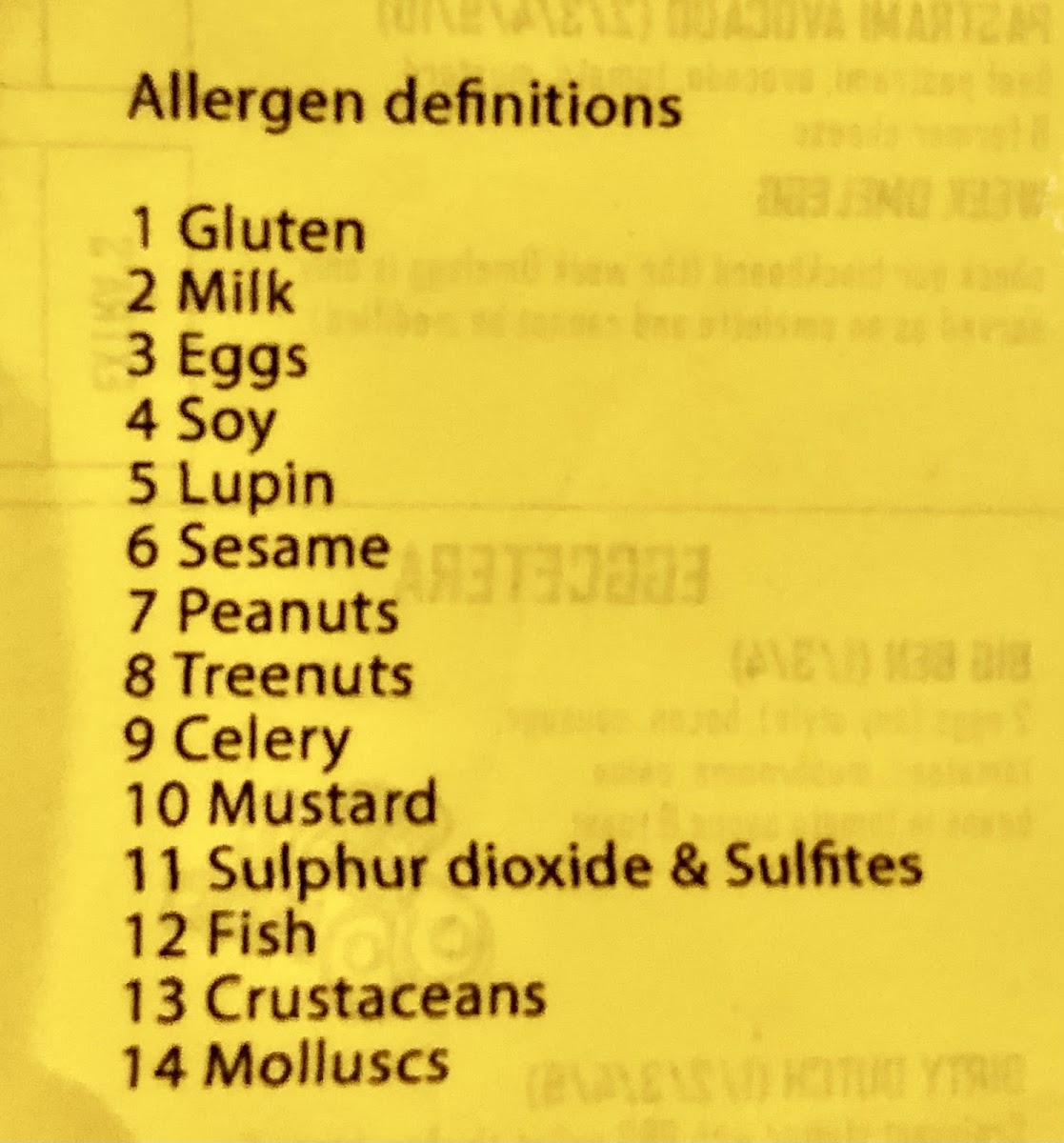 Omelegg gluten-free menu