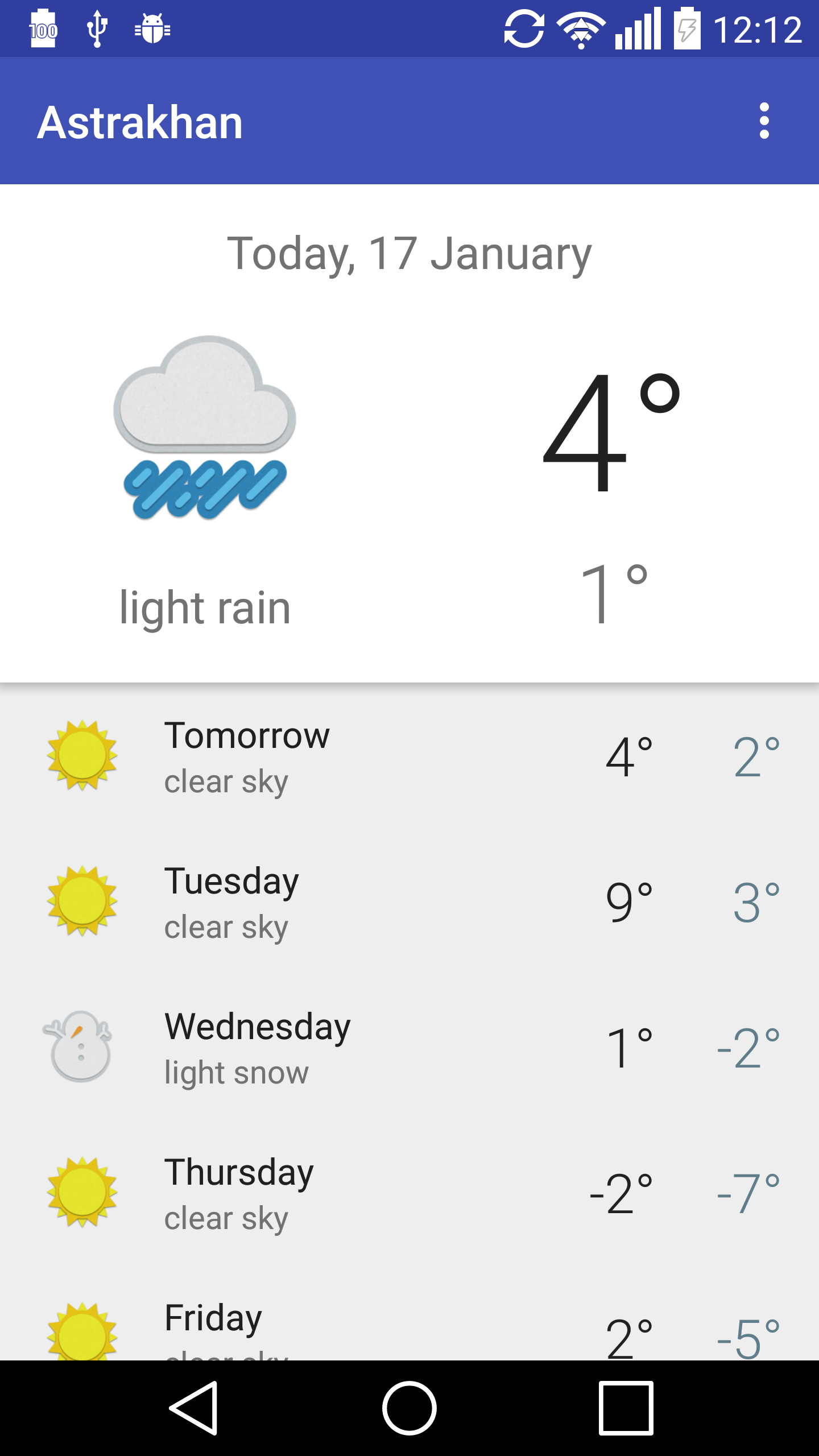 Android application Astrakhan, RU - weather screenshort