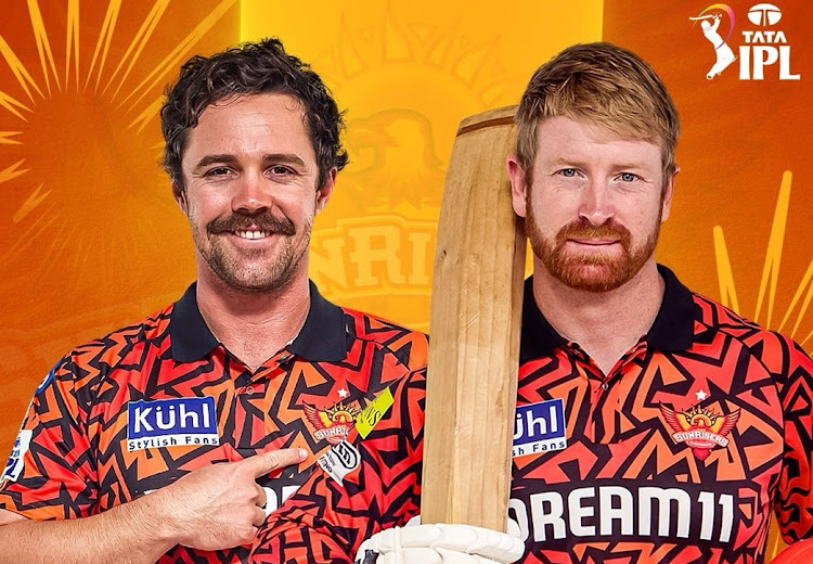 A promotional picture from Sunrisers Hyderabad shows their top scorers, Travis Head and Heinrich Klaasen, from their record 287 in their Indian Premier League win against Royal Challengers Bengaluru.