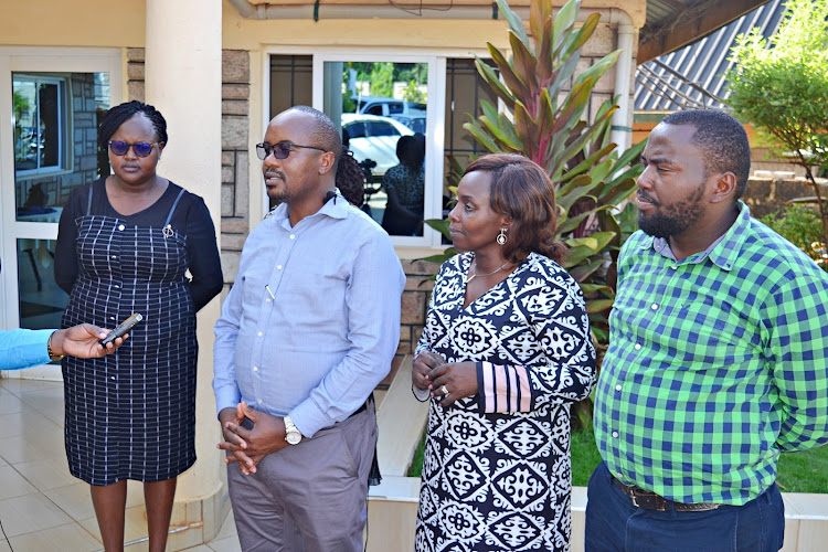 Chief officer for Environment and climate change David Masai with Reconcile project manager Beatrice Mutua, Kitui governor adviser on climate change Grace Mutua and the Reconcile Project assistant Benjamin Mutua