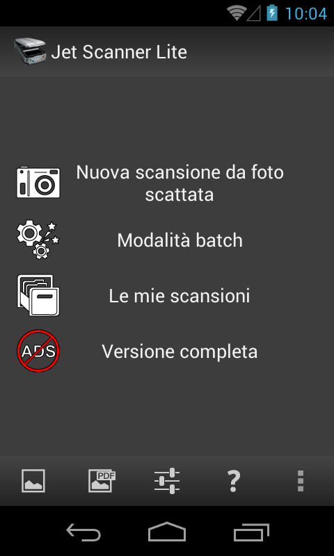 Android application Jet Scanner Lite. Scan to PDF screenshort