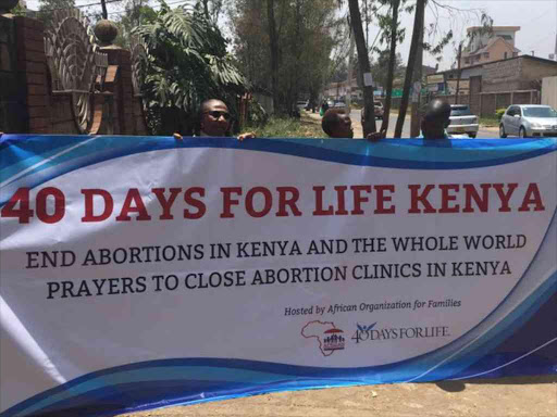 A file photo of activists during a protest against abortions in Kenya.