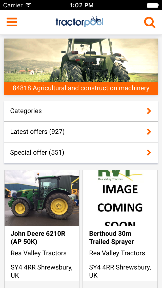 Android application tractorpool screenshort
