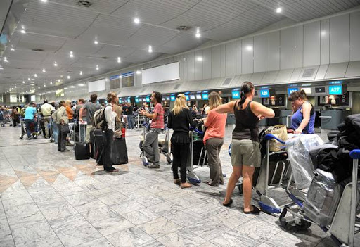 Passengers at OR Tambo airport in Johannesburg. File photo.