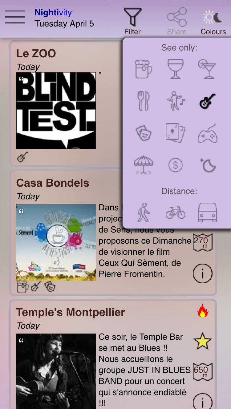 Android application Montpellier Nightivity screenshort