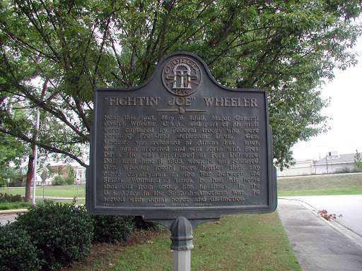Near this spot, May 9, 1865, Major General Joseph Wheeler, C.S.A., and part of his staff were captured by Federal troops who were pursuing President Jefferson Davis. Gen. Wheeler was released at...