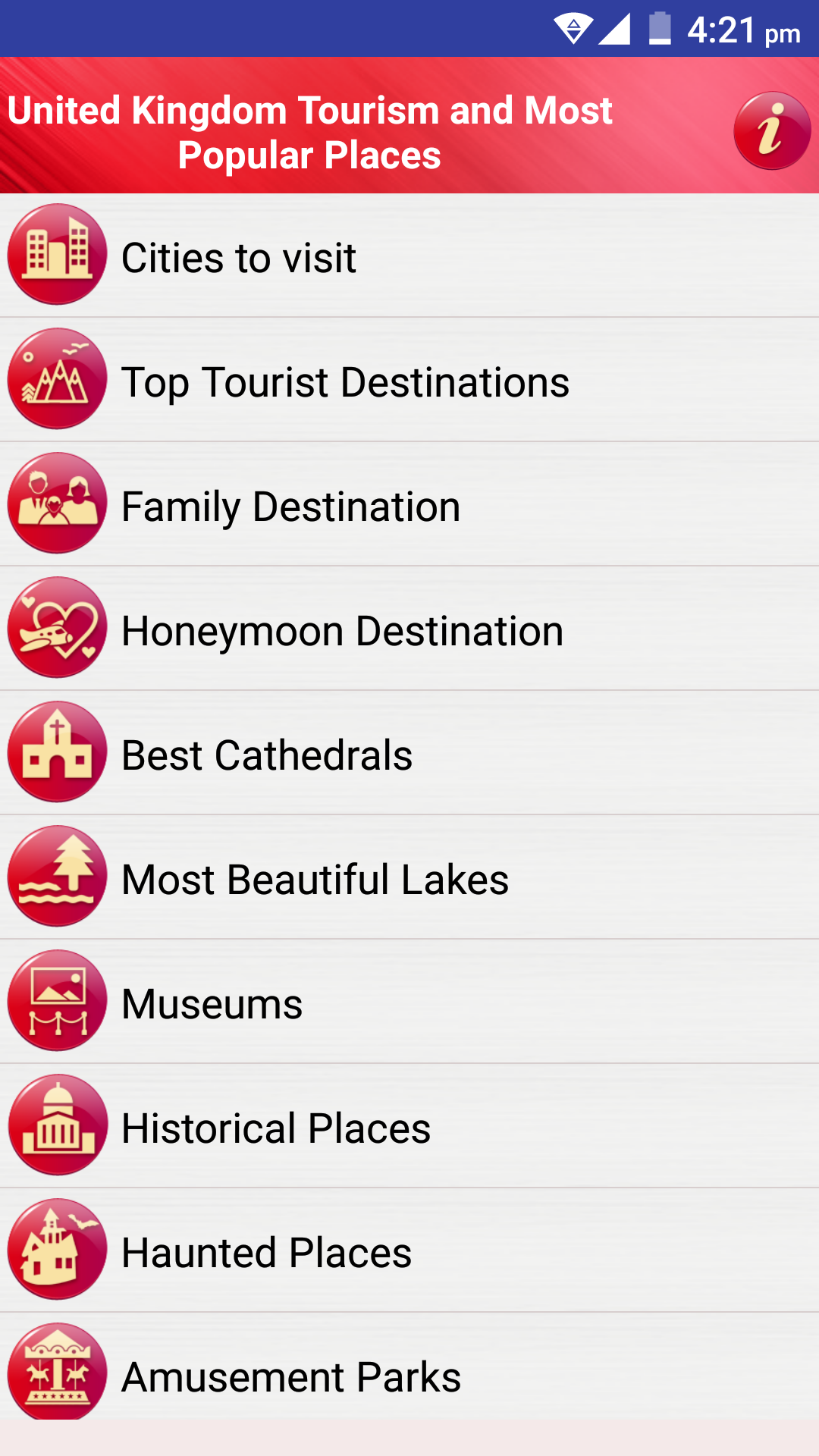 Android application United Kingdom Tourist Places screenshort