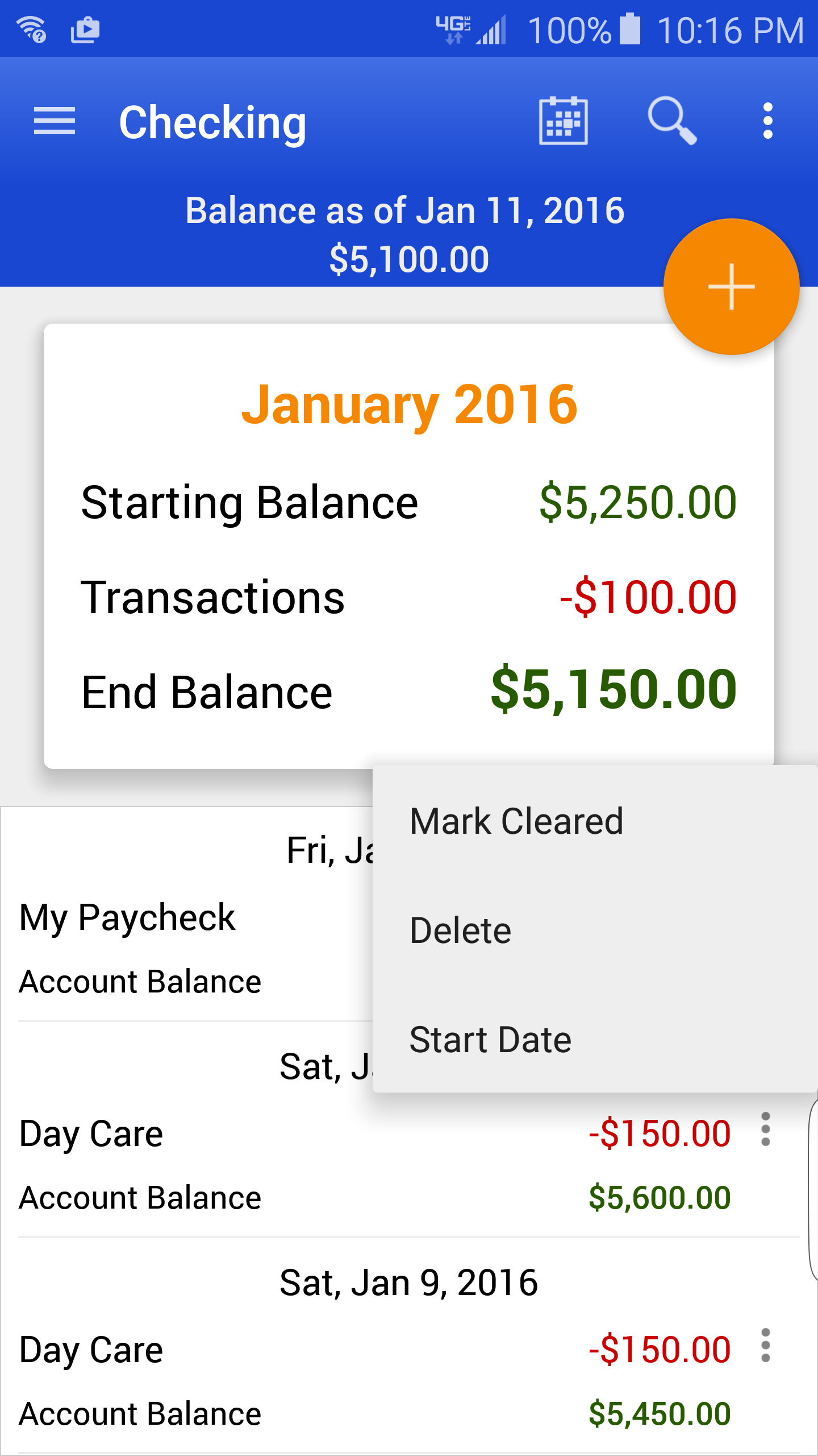 Android application Checkbook App Pro screenshort