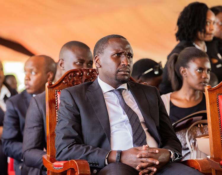 Kericho County Senator Aaron Cheruiyot during the funeral service of Mama Annah Tikui Noolparakuo Tunai in Narok on March 18, 2024