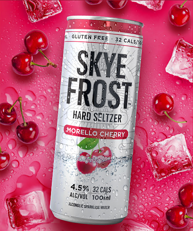 Skye Frost hard seltzer Morello Cherry flavour.