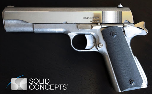 Solid Concepts has manufactured the world’s first 3D Printed Metal Gun using a laser sintering process and powdered metals, according to its website. The gun is capable of firing 50 successful shots.