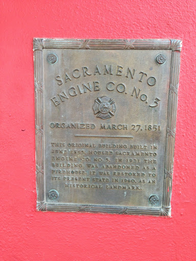 Sacramento Engine Co. No. 3 Organized March 27, 1851 This original building built inJune 1853, housed SacramentoEngine Co. No. 3. In 1921 thebuiding was abandoned as a firehouse. It was restored...