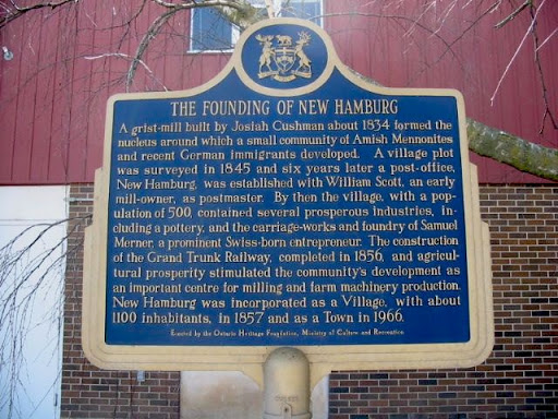 A grist-mill built by Josiah Cushman about 1834 formed the nucleus around which a small community of Amish Mennonites and recent German immigrants developed. A village plot was surveyed in 1845...