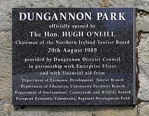 Pictured here H8061 : Cairn with plaque, Dungannon Park © Copyright Kenneth Allen and licensed for reuse under this Creative Commons Licence . Submitted via Geograph