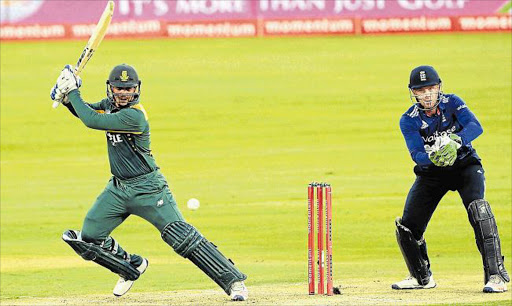 BIG HITTER: Quinton de Kock of the Proteas strikes the ball during the third Momentum ODI Series match between South Africa and England at SuperSport Park in Pretoria yesterday. He made a swashbuckling 135 runs Picture: GETTY IMAGES